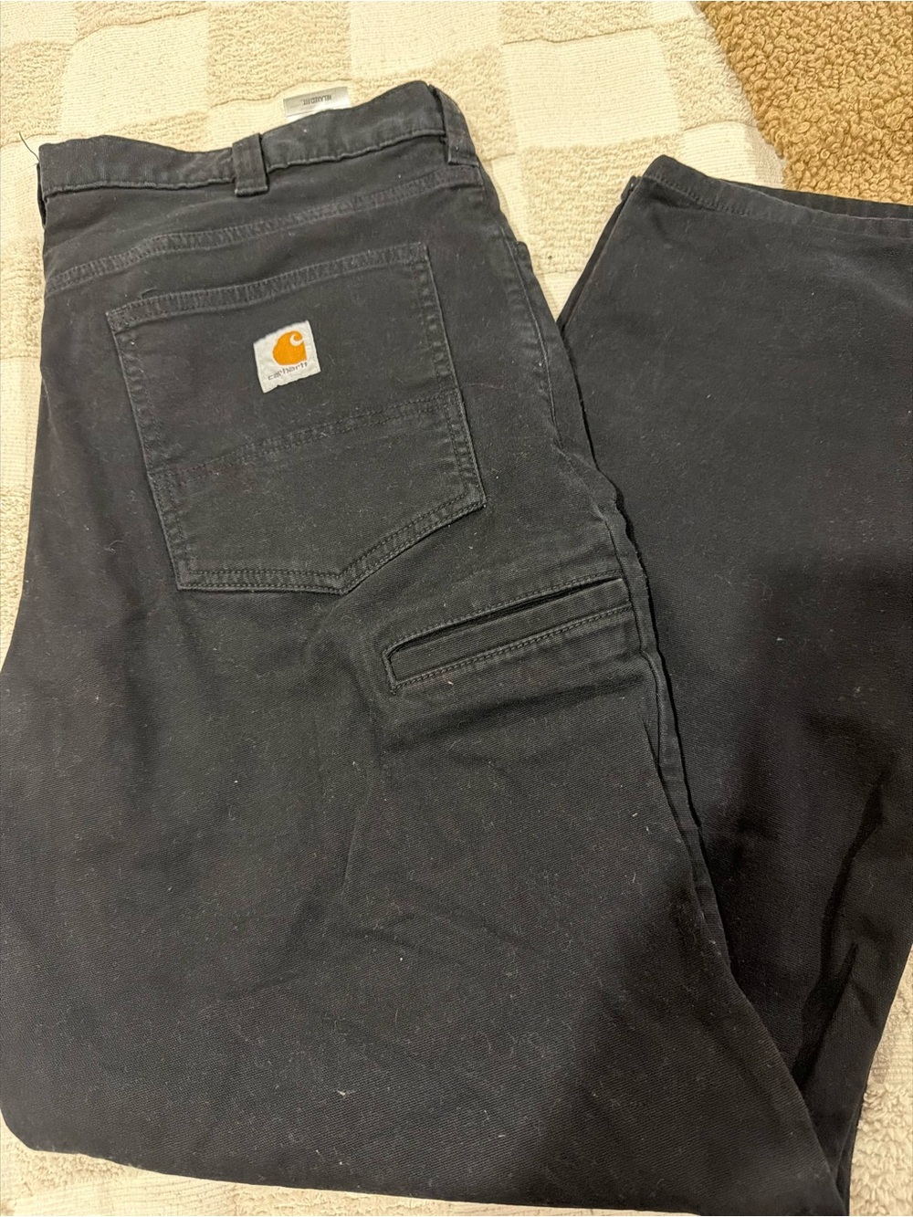 Carhartt Black Cargo Work Pants with Logo Pocket